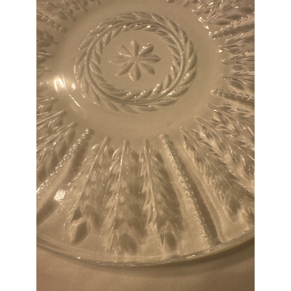 Vintage Set of 5 Federal Glass Wheat‎ and Star Clear 6" Dessert Plates - Picture 3 of 5